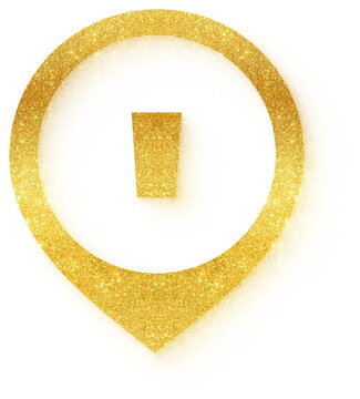 Glitter gold map pin apostrophe mark location icon design element