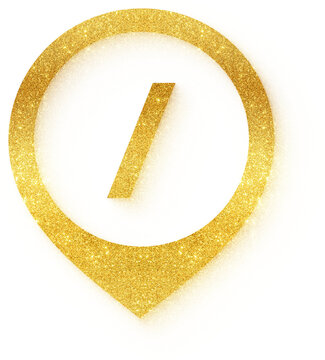 Golden sparkle pin forward slash location marker glitter icon