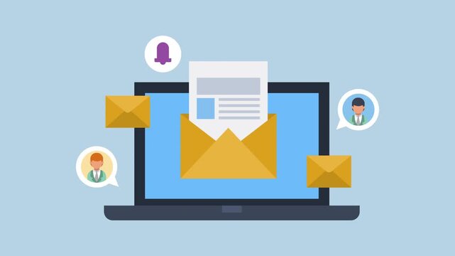 Customer email communication, newsletter subscription, email marketing, digital advertising 2d animation with alpha matte