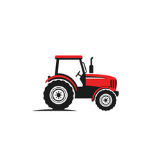 Naklejka premium Red Tractor Vehicle Farm Equipment.