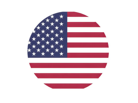 Round united states flag icon with stars and stripes isolated on white background
