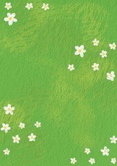 Artistic oil pastel meadow and white flower background for nature, outdook , health care and organic products concept.