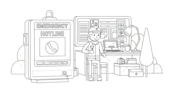 Emergency Response Team Operations Center Illustration.
