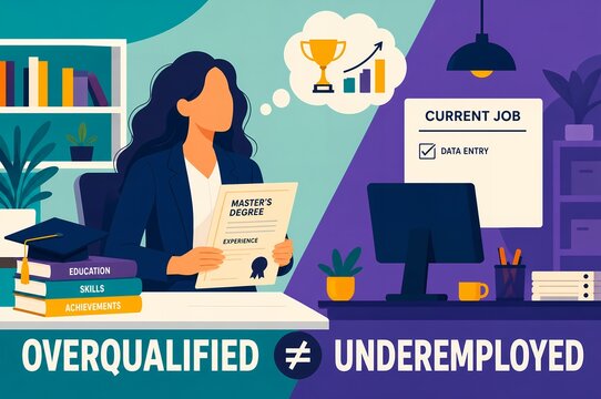 Overqualified Underemployed Skills Gap Split Scene