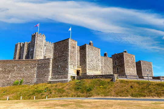 Historic medieval Dover Castle in Dover, Kent, England, UK