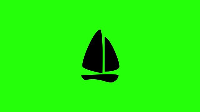 Beautiful 4K motion asset containing a sleek minimalist nautical sailboat yacht vessel silhouette bouncing. Clean popup graphic for maritime summer cruise app.