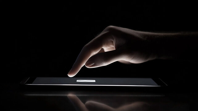 A message icon on the secreen and a hand going to press it.