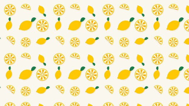 Seamless looping lemon pattern vector motion graphic background