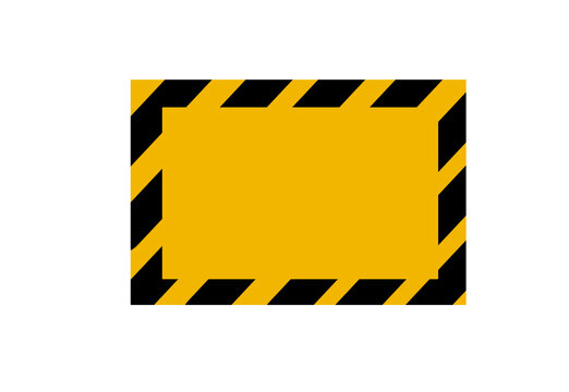 Blank yellow alert sign with classic black and yellow diagonal stripes border, a versatile graphic template for custom safety messages, caution notifications, or attention-grabbing alerts