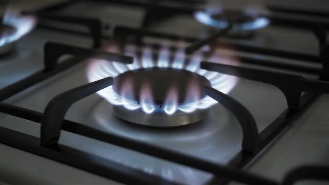 Gas Stove Burner Flame Close Up