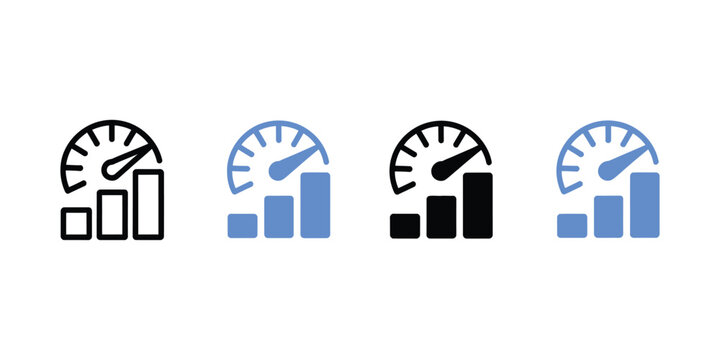 KPI Icon Set Multiple Style Designs Representing Key Performance Indicators Analytics Metrics and Business Growth Measurement