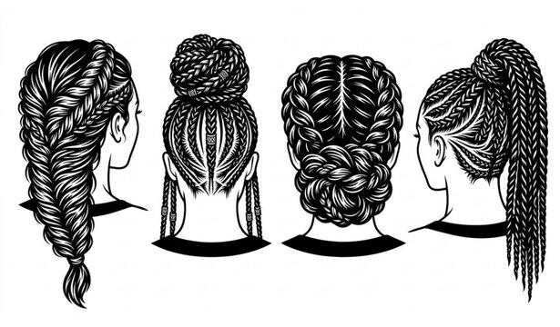 Four different braided hairstyles for women