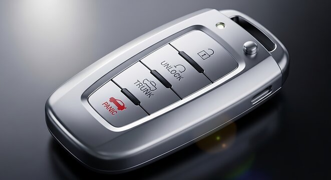 Modern Metallic Car Key Fob Remote Control with Panic Button