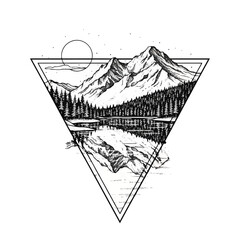 Obraz premium Black and white mountain landscape triangle 1.
