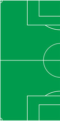 A soccer field with white lines and goals on green grass © medi