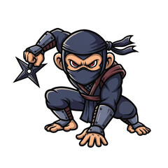 Obraz premium Cartoon ninja character with shuriken.