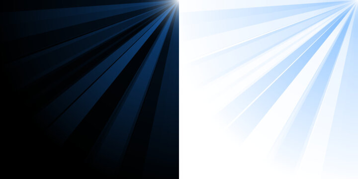Abstract City Skyline Silhouette Split Screen with Light Rays and Blue Sky Background for Urban Concept Design