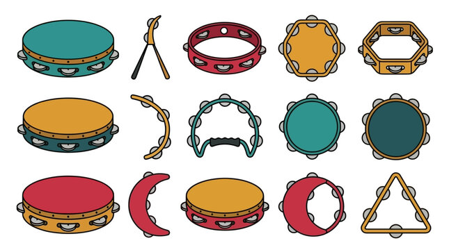 Colorful Tambourine Musical Instruments.