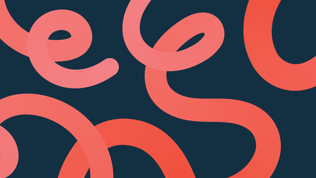 Abstract fluid lines background with Georgia Peach gradient color. Playful curved lines. Prussian color background