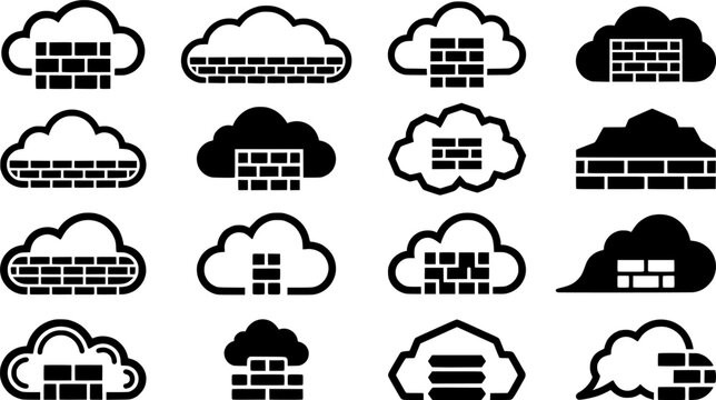 Cloud Firewall Icons Collection for Network Security, Cloud Protection, Cyber Defense, and Secure Digital Infrastructure