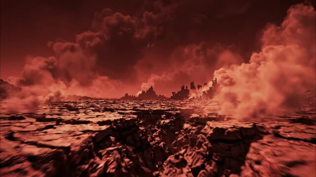 Apocalyptic Landscape with Volcanic Eruption.