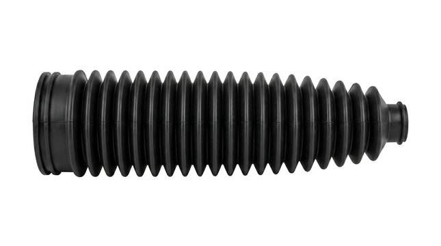 Black rubber protective bellows boot for automotive suspension