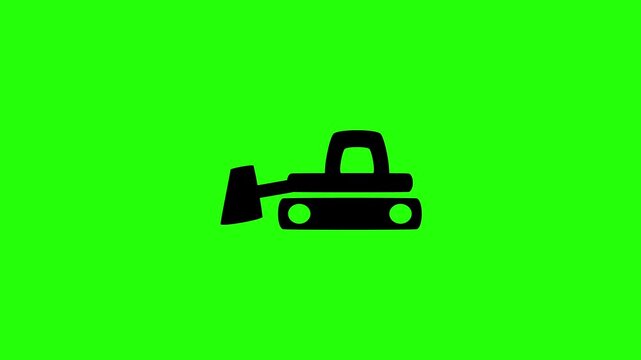 High quality 4K video showing a heavy industrial construction bulldozer loader tractor silhouette bouncing. Creative asset for machinery business site.