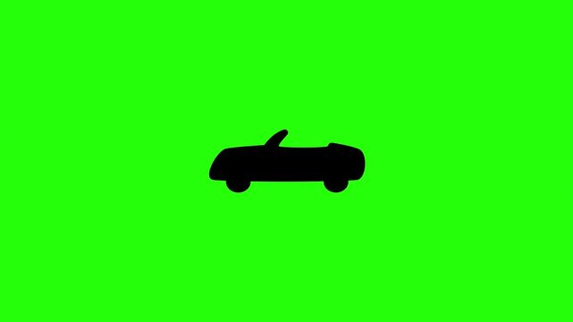 High definition 4K clip of a luxury speed cabriolet convertible sport car silhouette bouncing cleanly on layout. Elegant tactical popup icon for automotive.