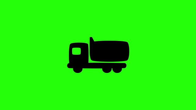 Professional 4K footage of an industrial heavy tipper dump truck cargo carrier vehicle silhouette bouncing. Great popup graphic for sand quarry business web.