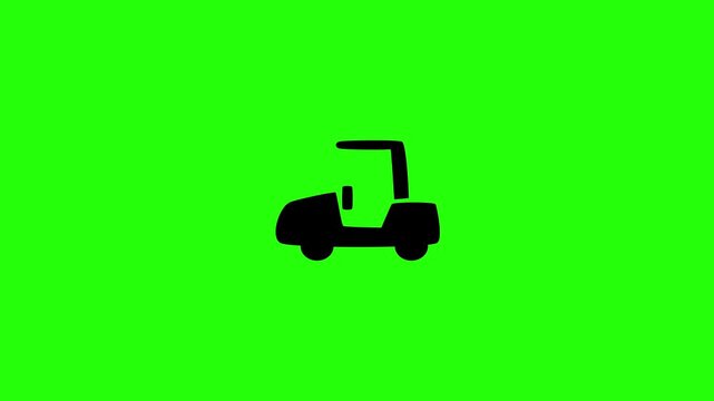 High quality 4K video showing an electric airport transit shuttle cart buggy vehicle silhouette bouncing. Creative asset for resort passenger layout.