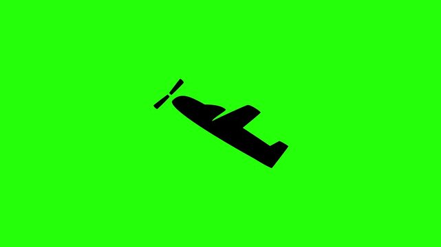 Professional 4K footage of a single engine light propeller plane aircraft silhouette flying upward bouncing on layout. Great popup graphic for private tour.