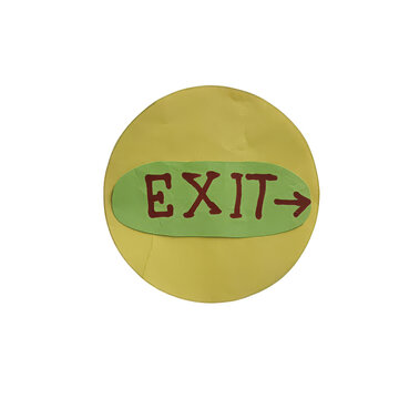 Green exit button on circular background