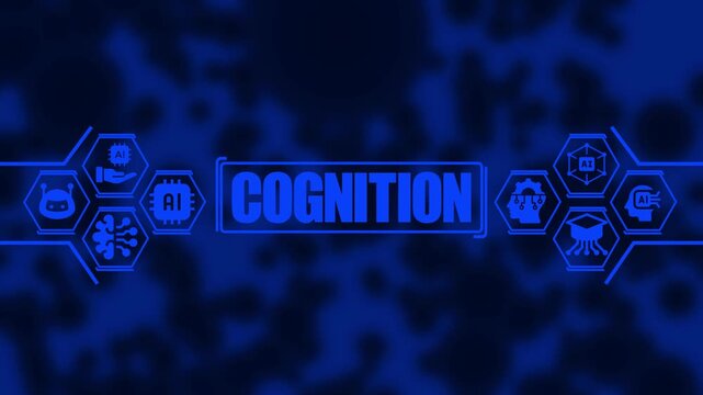 Artificial intelligence cognition concept with digital hexagon and neural network for advanced technology and machine learning data analysis background