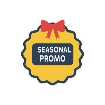 Seasonal Promo Label With Red Bow.
