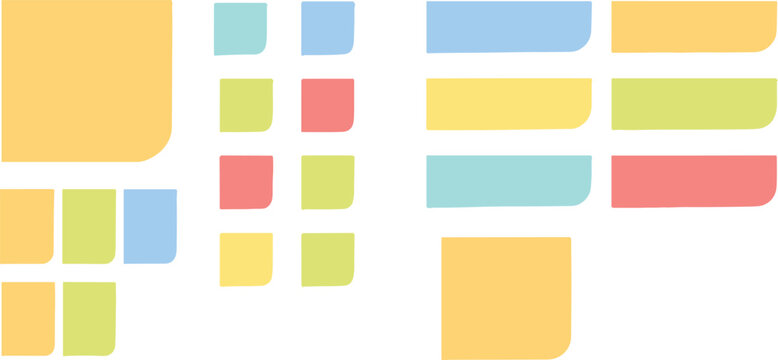 Colorful sticky notes collection, blank paper stickers for agile kanban board, project planning scrum board layout infographic elements