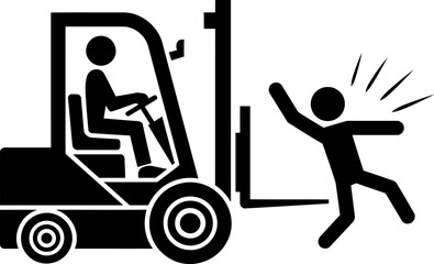 Black silhouette of a forklift accident © Tuhfa Designe House