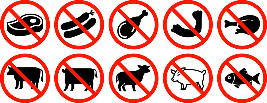 No meat or fish allowed signs