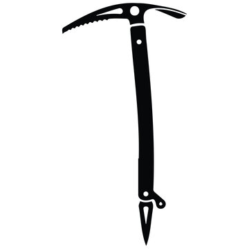 Ice axe silhouette vector illustration for mountaineering and climbing extreme sports line art.