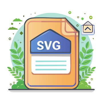 SVG file icon with leaves and upload symbol