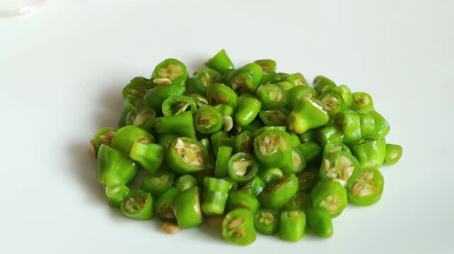 Sliced ​​green chilies.