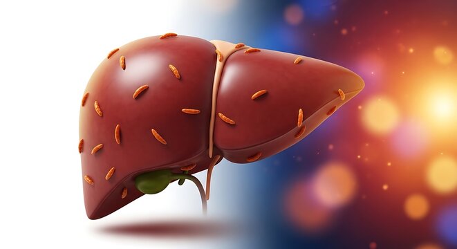 Human Liver With Parasites Detailed 3d Rendering Against A Gradient Background anatomy