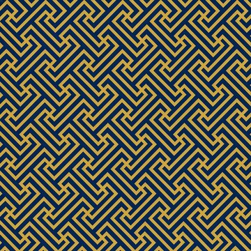 Japanese sayagata key fret pattern seamless background in navy and gold