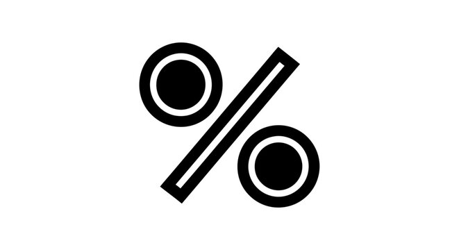 Black Percentage Symbol Icon on White Background