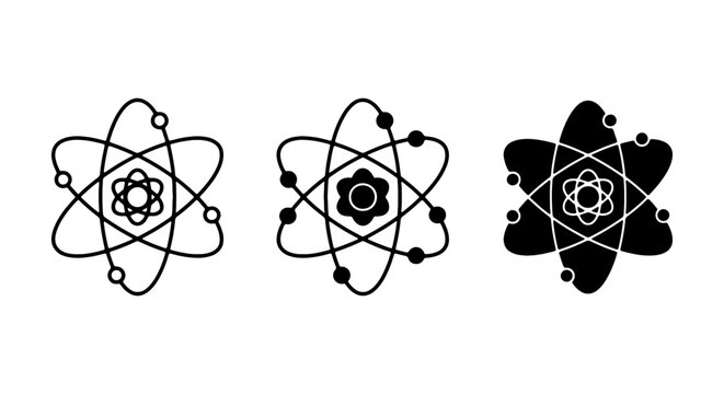 Atomic Structure Icons, Science Symbols, Molecular Models Vector Graphics, Chemistry Elements