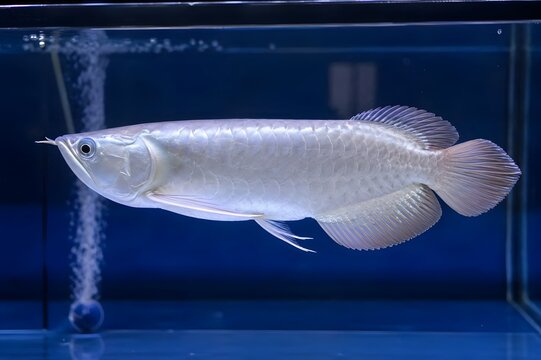 A silver arowana fish in the aquarium