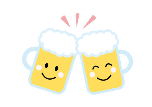 乾杯ビール・笑顔アイコン　擬人化