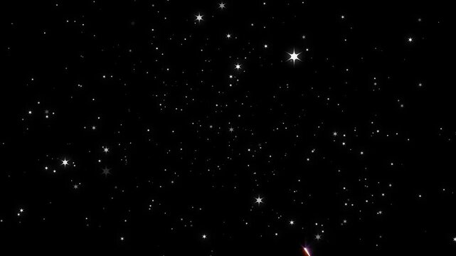 Magical fantasy starry night black screen background showing bright colorful blinking sparkles and luxury glittering particle explosion effect for premium festive celebration video. Shooting star 4k