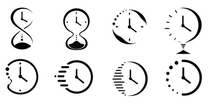 Minimalist Clock and Time Icon Set Collection