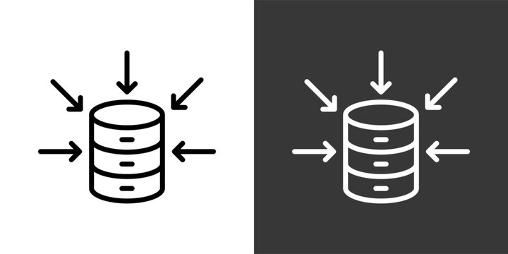 Data Aggregation Black And White Icon Set Collection Pack Vector Illustration