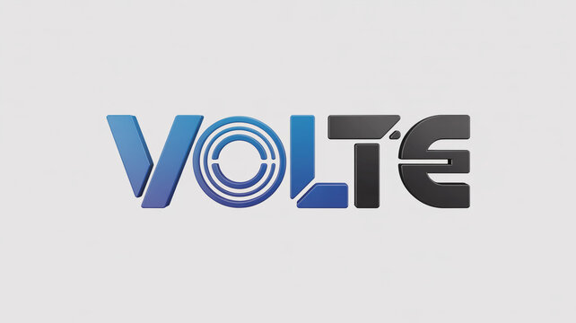 Volte with blue and black 3D letters and concentric circle